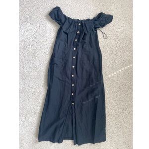 Black Linen Off-Shoulder Sundress